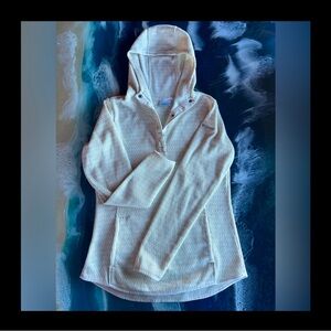 Columbia Women’s 1/4 Snap Fleece Hooded Woven Sz M Cream Colored LIKE NEW!